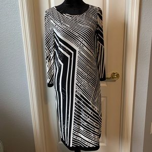 Calvin Klein Black and White Geometric Dress